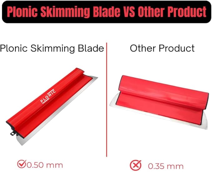 Plonic Drywall Skimming Blade Set with Portable Case, Stainless Steel 10", 14", 24", 32" & 40" Skimming Blades with 40"-84" Extension Handle, Drywall Finishing Tools (40inches)