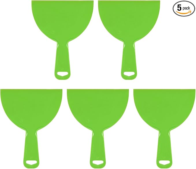 HARFINGTON 5pcs Putty Scraper 6" Width 4mm Thin Flexible Plastic Putty Knives for Taping Drywall Spreading Painting Wall Scratching