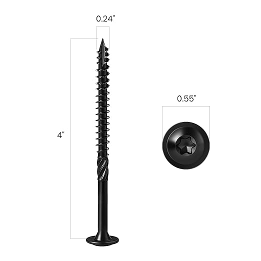Lag Screws #14 x 4 Inch, (1lb, 29pcs) Heavy Duty Construction Structural Exterior Wood Timber Screws, Torx Drive Washer Head Rust Resistant Black Epoxy Coated, with T30 Star Bit