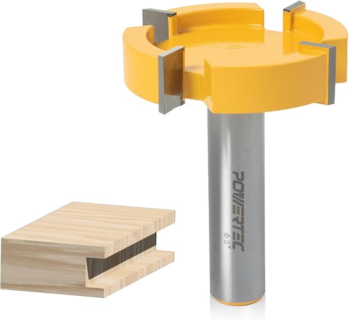 POWERTEC Slab Flattening Router Bit, CNC and Surfacing Router Bit 1/2 Shank, 2" Diameter, 1/2" Cutting Depth, Router Planer Bit - Perfect for Spoilboard Surfacing, Wood Milling Planing - 2PK, 73055-P2