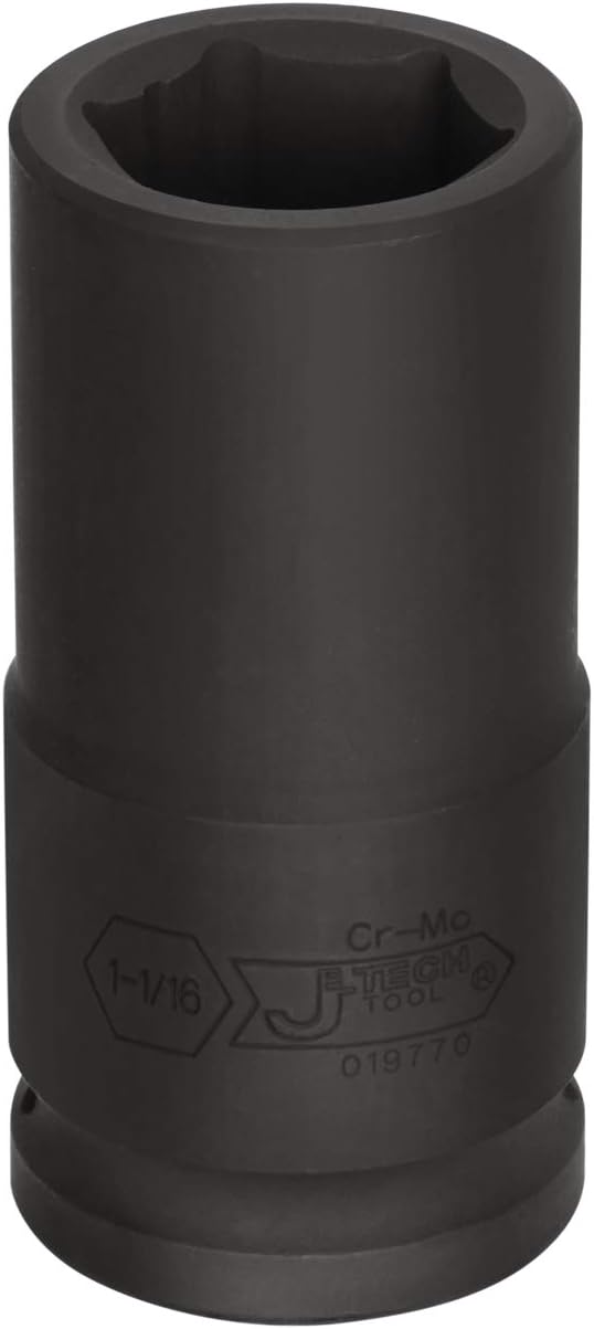 Jetech 3/4 Inch Drive 1-1/16 Inch Deep Impact Socket, Made with Heat-Treated Chrome Molybdenum Alloy Steel, 6-Point Design, SAE