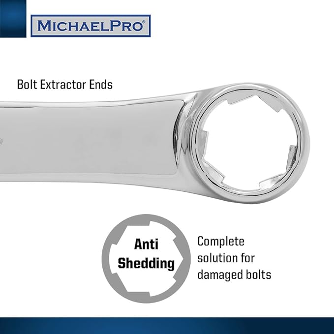 MichaelPro MP001213 7Pc Extra Long Bolt Extractor Wrench Set (Metric) | 6-Point Rounded Box End Nut & Bolt Remover | Rounded, Stripped, Thin Bolt & Nut Remover