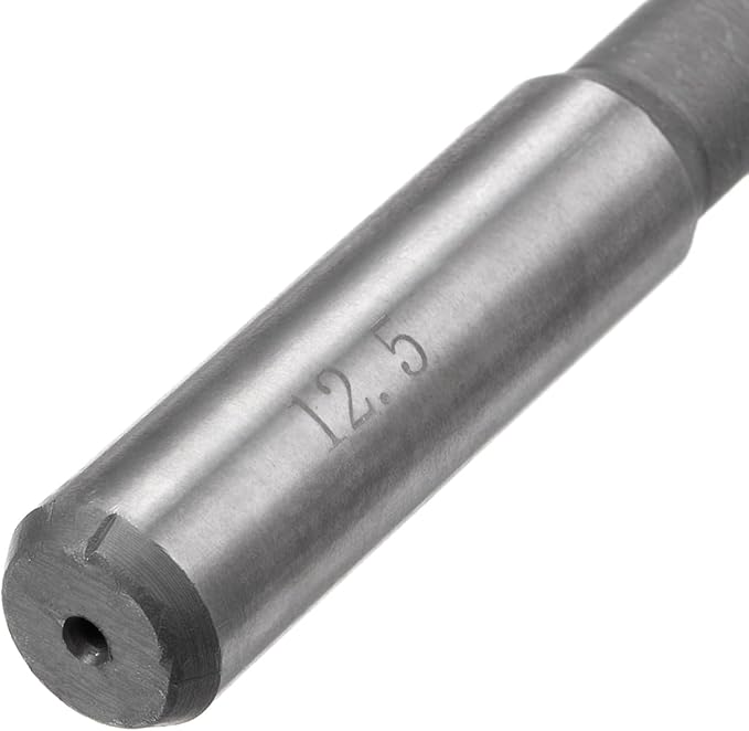 uxcell Chucking Reamer 12.5mm, H7 HSS Lathe Machine Reamer 6 Straight Flutes, Round Shank Milling Cutting Tool, Metric Reaming Drill Bit for Stainless Steel Metal Hole