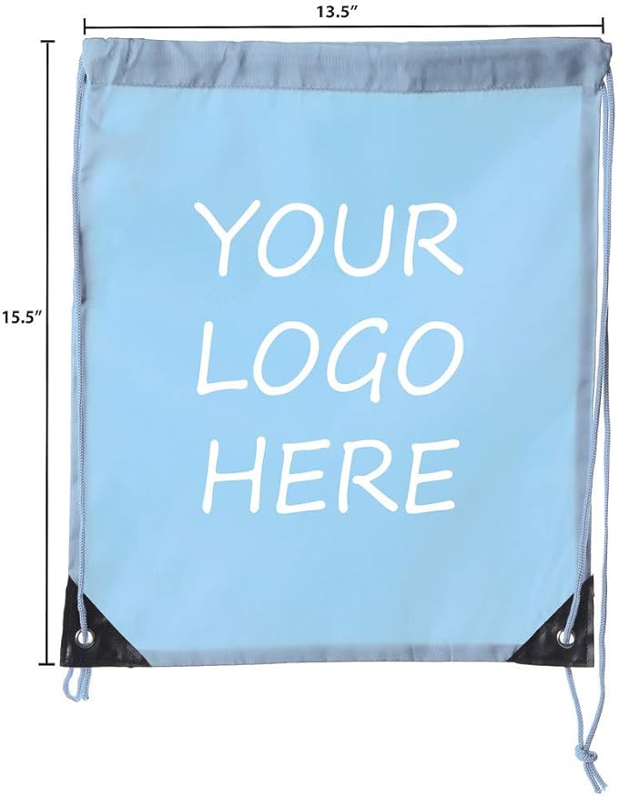 Mato & Hash Custom Bags With Your Logo | 10PK Promotional Drawstring Backpack - 10PK Baby Blue CE2500