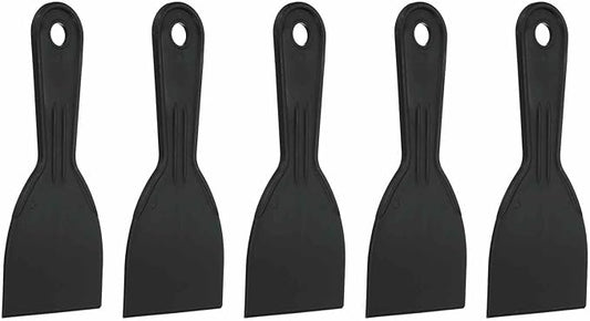 HARFINGTON 5pcs Putty Knife Scraper 3" Width Flexible Plastic Putty Knife Paint Scraper Tool for Taping Drywall Spreading Painting Wall Scratching Black