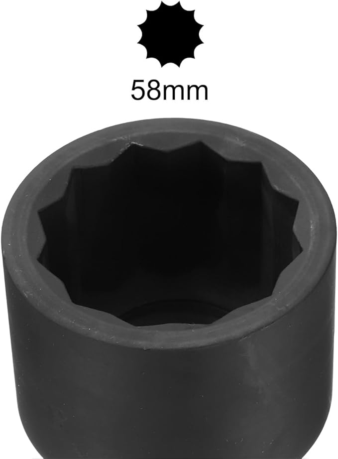 uxcell 1" Drive 58mm 12-Point Impact Socket, CR-MO Steel 80mm Length, Standard Metric Sizes