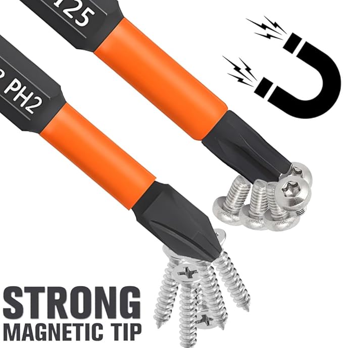 10 Pieces Impact Phillips Bit #2 PH2 Bit and 10 Pieces T25 Torx Bits, Magnetic 2 Phillips Screwdriver Bits and T-25 Star Bits Set, 2 inch Long Impact Driver Bits, 1/4 Hex Shank Screw Driver Bit
