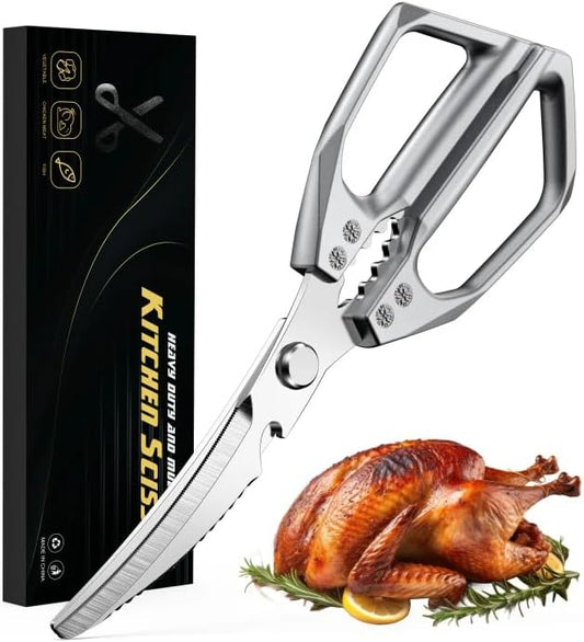 BALUCA Heavy Duty Kitchen Scissors All Purpose - Professional Stainless Steel Japanese Kitchen Shears for Food, Chicken Bones & Turkey | Dishwasher Safe, Sharp Meat & Poultry Scissors (Modern)