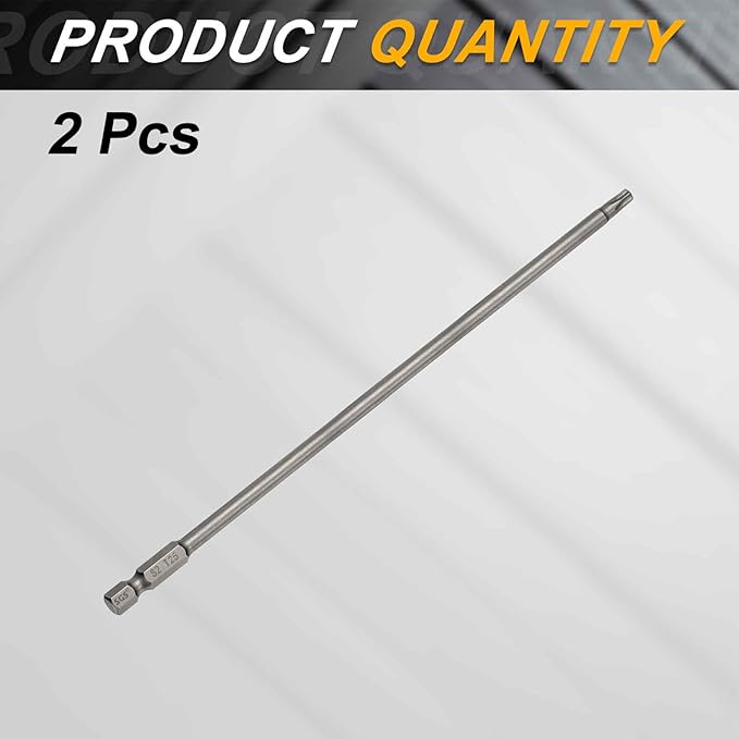 HARFINGTON 2pcs T25 Torx Head Screwdriver Bit 1/4" Hex Shank 7.87" (200mm) Long Magnetic No Hole Tip Tamper Proof 6 Point Star Screw Driver Drill Bits S2 Steel Industrial Power Screwdrivers