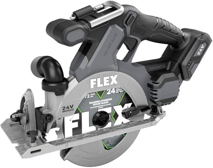 FLEX 24V Brushless Cordless 6-1/2-Inch In-Line Circular Saw Tool Only, Battery and Charger Not Included - FX2131A-Z, Grey/Black