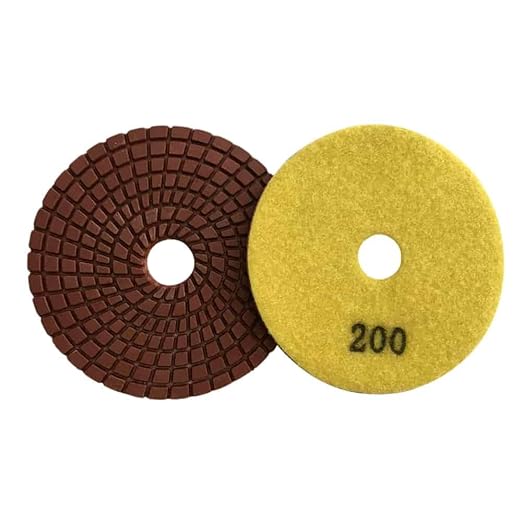 5" Wet Diamond Polishing Pads - 3 Packs of 200 Grit - Dark Resin for Granite, Quartz, Engineered Stone, Concrete Countertop