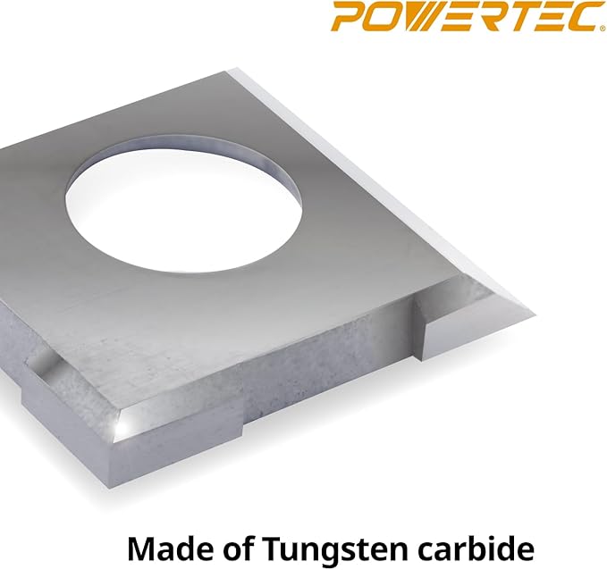 POWERTEC 14.3mm Carbide Inserts Cutter Knives for Spiral & Helical Cutterheads - Fits Wen PL1326, JT630H & Rikon 25-130H, Tungsten Carbide Replacement Blades for Planer and Jointer (14301)