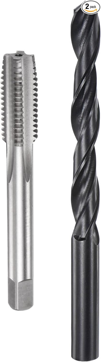 uxcell 2pcs M12 x 1.75 Metric Tap & 10.3mm Drill Bit Set, Black Oxide, High Speed Steel, Tap and Drill Bit Set