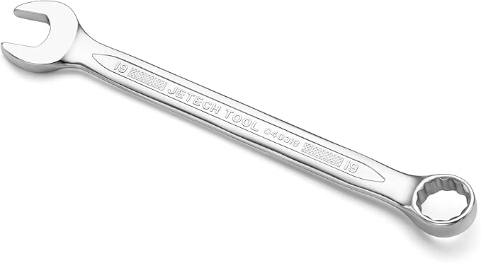 Jetech 19mm Combination Wrench - Industrial Grade Spanners with 12-Point Design, 15-Degree Offset, Made with Durable Chrome Vanadium Steel in Sand Blasted Finish, Forged, Heat-Treated, Metric