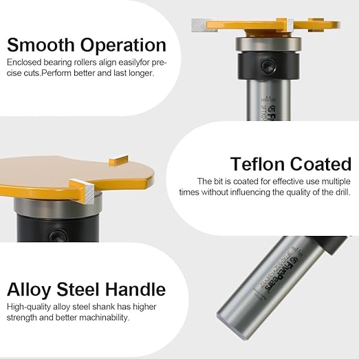 Fivepears Top Bearing Slot Cutter Router Bit 1/2 inch Shank 1-3/4 inch Cutting Diameter and 5/32 inch Cutting Length Shank Slot and Undercut Bit for Woodworking Chisel Cutter Tool Slot