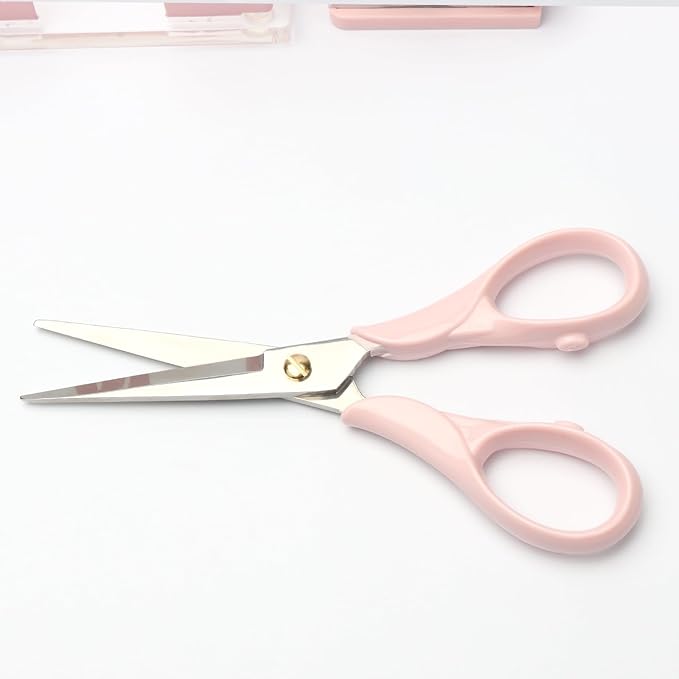 NatSumeBasics Pink Small Office Scissors 6.5" All Purpose Scissors Professional Tailor Dressmaker Fabric Shears for school Office home (Pink Scissors)