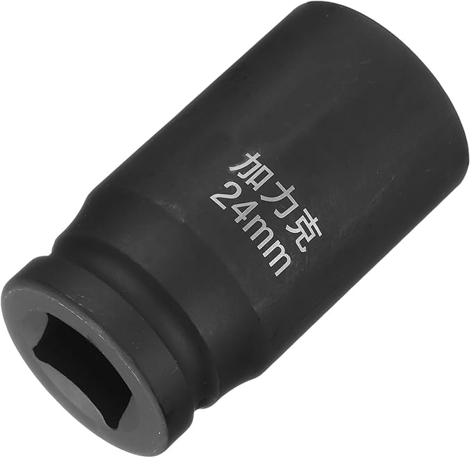 HARFINGTON 4 Point Square Socket 3/4" Drive by 24mm Metric Square Impact Socket 40CR Blackening Standard Wheel Sockets Pneumatic Socket Tool for Auto Repair Mechanical Maintenance Home Use