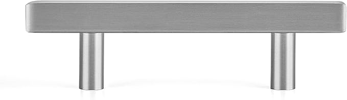Ravinte 10 Pack 3 Inch Cabinet Pulls Brushed Nickel Sqaure Kitchen Cabinet Handles Silver Cabinet Hardware Stainless Steel Drawer Pulls 5 Inch Overall Length with Mounting Template
