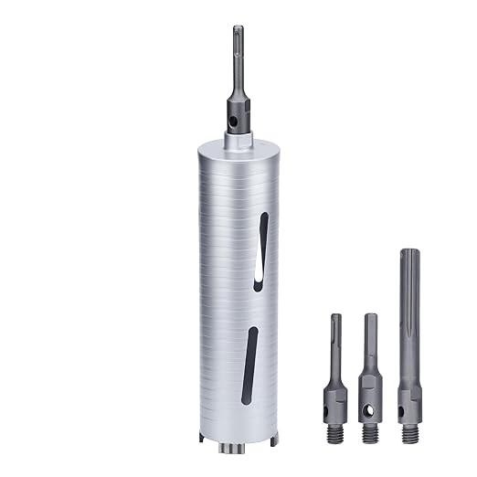 2-3/4 inch Diamond Dry Core Drill Bit, 10" Drilling Depth, 5/8"-11 Thread Core Drill Bit for Concrete Masonry Brick Block, Includes 3 Adapters SDS Plus, SDS Max and Hex (2-3/4 inch)