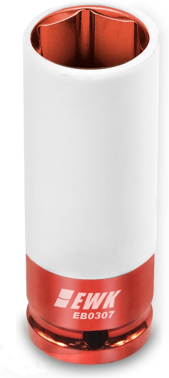 EWK 1/2" Drive 21mm Lug Nut Socket, 21mm Impact Socket, Non-Marring Protective Sleeve Prevents Damage to Custom Rims