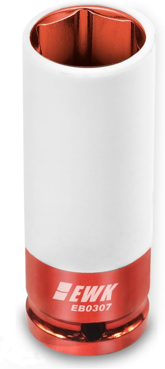 EWK 1/2" Drive 21mm Lug Nut Socket, 21mm Impact Socket, Non-Marring Protective Sleeve Prevents Damage to Custom Rims