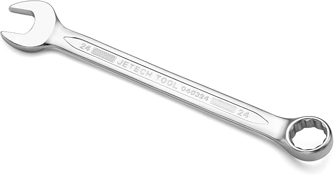 Jetech 24mm Metric Combination Wrench - Premium Industrial Grade Spanner: 12-Point Box End, 15-Degree Offset, Durable Chrome Vanadium Steel, Sand Blasted Finish