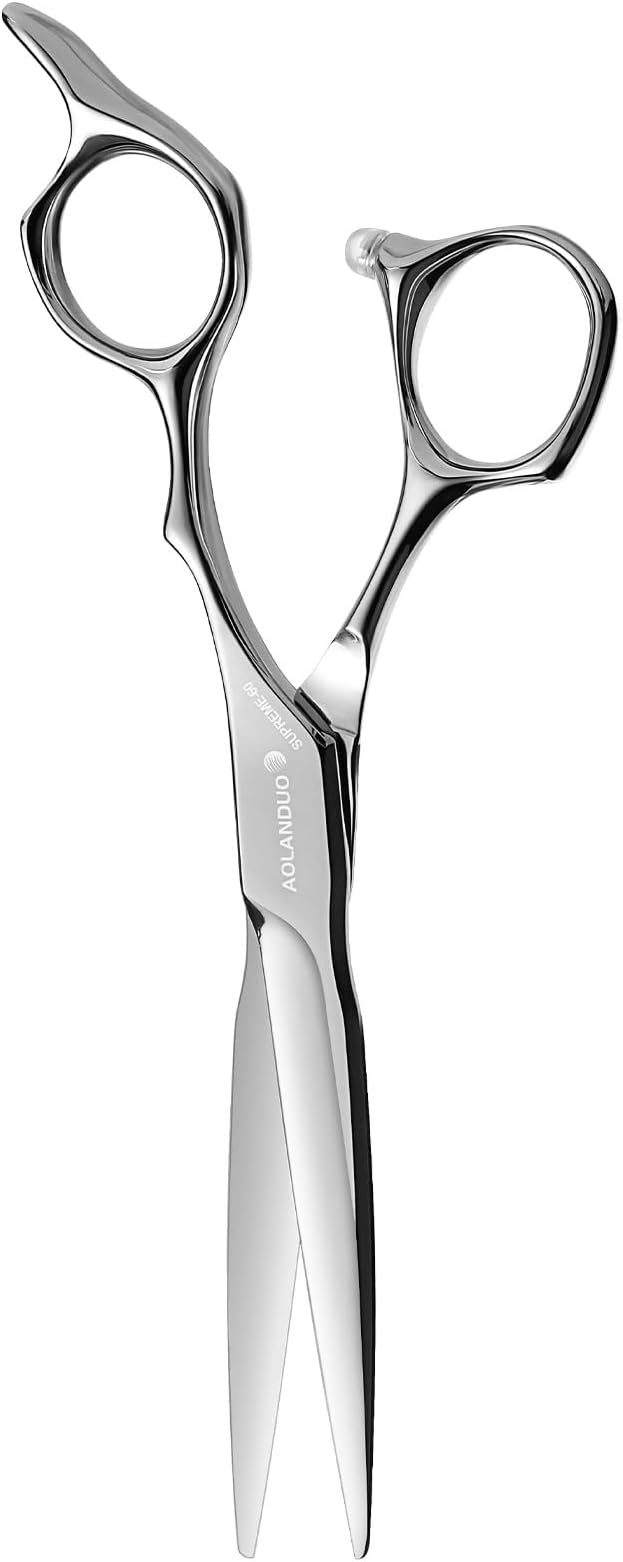 AOLANDUO Master Series VG10 Steel Professional Hair Cutting Scissors, Ultra-Sharp Barber & Stylist Shears, Best Hair Cutting Scissors Professional, 1 Count, 6.0 Inch, Silver White