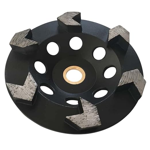 5" High Performance Diamond Grinding Wheels for Concrete, Paint, Epoxy, Mastic, Coating Removal, #30/40 Grit, 6 Arrow Segments, 7/8"-5/8" Arbor