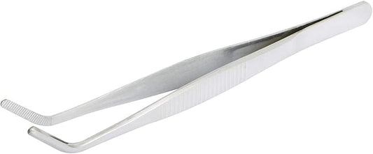 Aoje-Link 304 Stainless Steel Tweezers with Curved Serrated Tip Sewing Machine Electronic Repair Tweezers Pliers Multi-Purpose Tweezers Tool Pliers Silver 1pcs