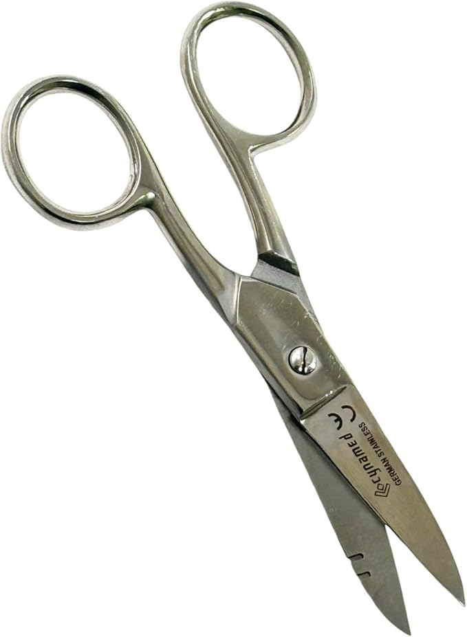 Electrical Wire Cutting and Stripping Scissors 5.25" Length | Electrician Electrical Repair Scissors | German Stainless Steel (Set of 2 - Black + Silver)