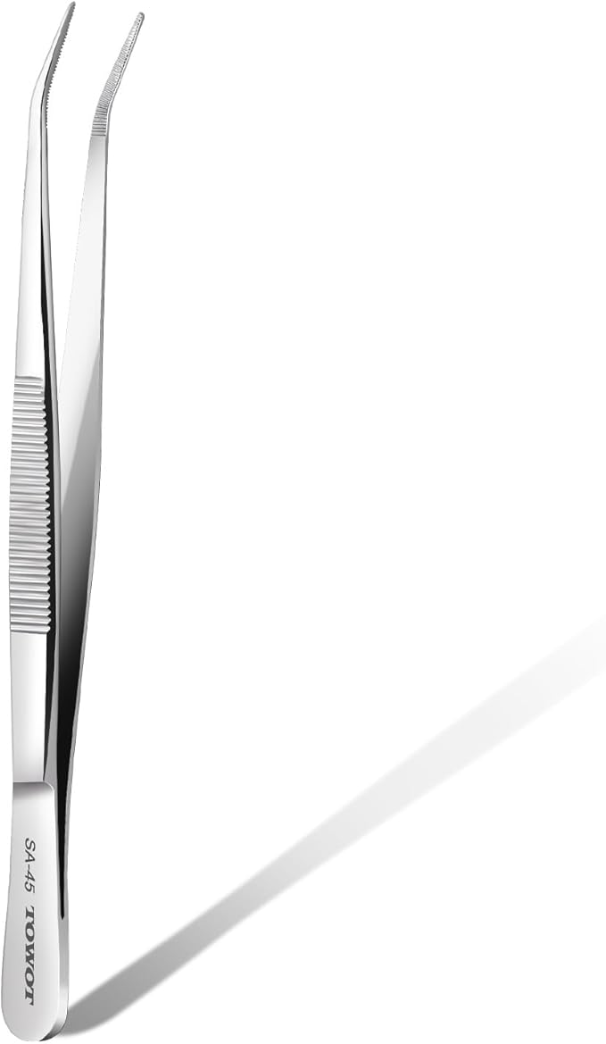 TOWOT Stainless Steel Tweezers, Eagle Beak Tweezers for Craft, Jewelry, Hobby, Industrial, Electronic