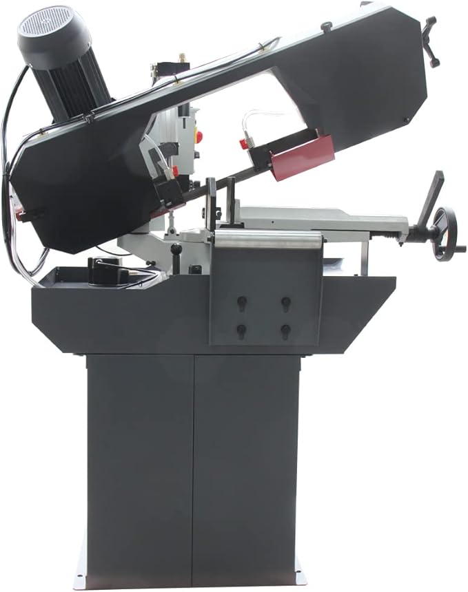 KAKA INDUSTRIAL Mitering Band Saw 10 inch x 6.1 inch Cutting | BS-106G 3-Phase Ready,60° Hydraulic Swivel Head, Auto Shut-Off Safety, Coolant Pro System | 1.5HP for Steel and Beams