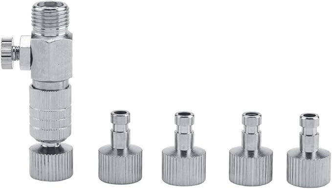 Tbest Harder Steenbeck Airbrush Quick Connect,Airbrush Quick Release Disconnect Adapter 1/8 in Male and Female Connections Adapter with Adjustable Control Valve Airbrush Accessories