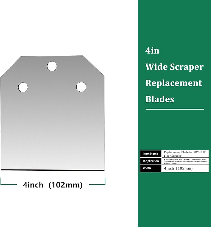 Monkey King Bar-Sds Plus Floor Scraper Replacement Blades Repair kit for 4-in Wide Removal Chisel Tool