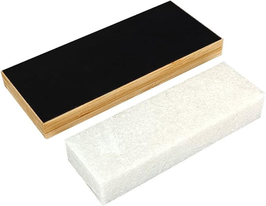 Leather Strop 7.8" with Knife Sharpening Stone 7",10000 Grit Whetstone, Final Fine Polishing stone, Natural Honing Oilstone for Knives Tools, Knife Sharpener (white stone with leather strop)