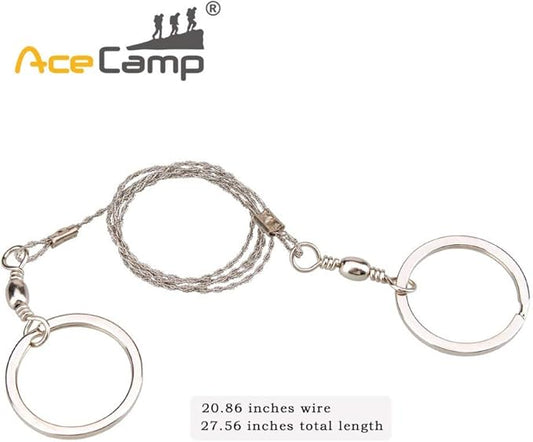 AceCamp Stainless Steel Pocket Wire Saw, Compact Survival Hand Saw Tool, Portable Emergency Rope Handsaw Blade for Cutting Trees, Wood, Camping, Hiking, Outdoors