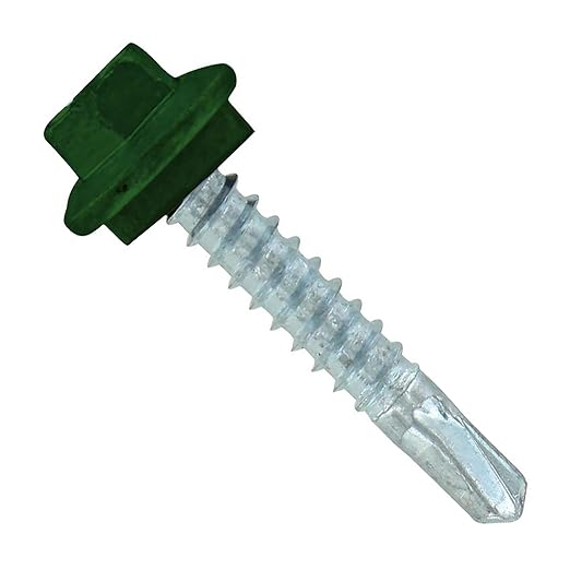 Fasteners Plus ST Fastening #12 x 1-1/4" Maxx Steelbinder Metal Roofing Screws Metal-to-Metal Forest Green (Pack of 250)