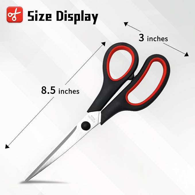 Vitoler Scissors All Purpose Heavy Duty,8.5" Kitchen Scissor for Office Home School Craft Sewing Fabric Supplies, High/Middle School Student Teacher, Right/Left Hand