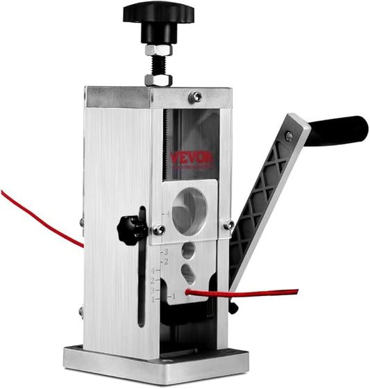 VEVOR Manual Wire Stripping Machine, 0.06''-1.5'' Copper Stripper with Hand Crank or Drill Powered, Visible Stripping Depth Reference, Portable Aluminum Frame Wire Peeler for Scrap Copper Recycling