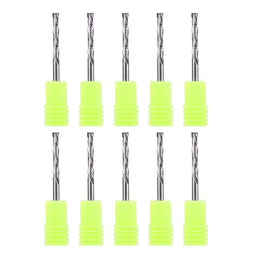 Hozly 1/8 Inch Shank with 1/8 Inch Cuting Dia Carbide End Mills Up & Down Cut Compression Bit 2 Flutes Milling Cutter for Engraving Milling 3D sculpturing Roughing Composite Multilayer Pack of 10