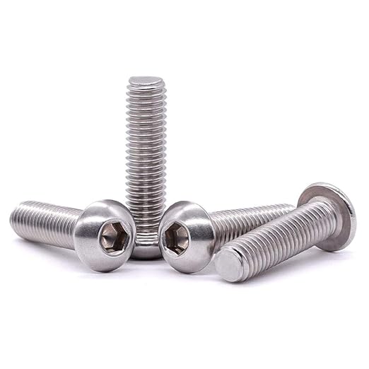 1/4-20 x 1-3/8" Button Head Socket Cap Bolts Screws, 304 Stainless Steel 18-8, Allen Hex Drive, Bright Finish, Fully Machine Thread, Pack of 50
