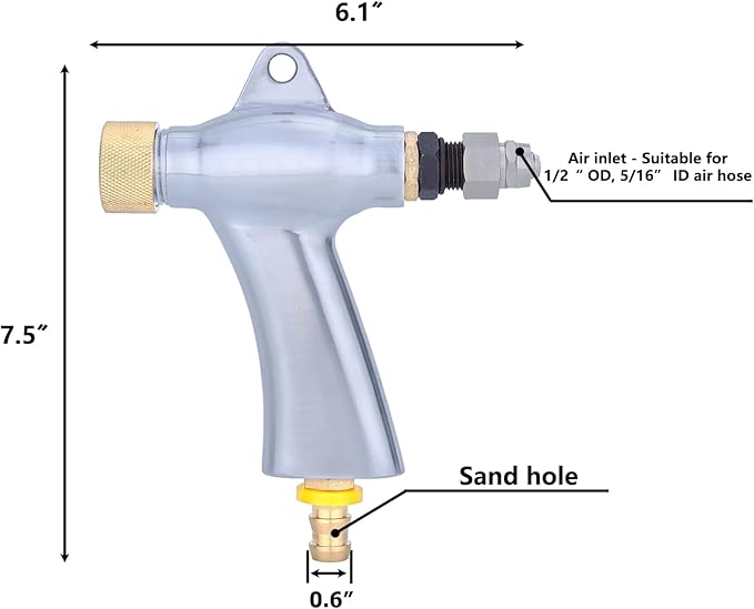 Air Sandblaster Gun Blasting Gun for Sandblasting Cabinet for 990L/1200L Sand Blasting Cabinet Sandblaster Parts