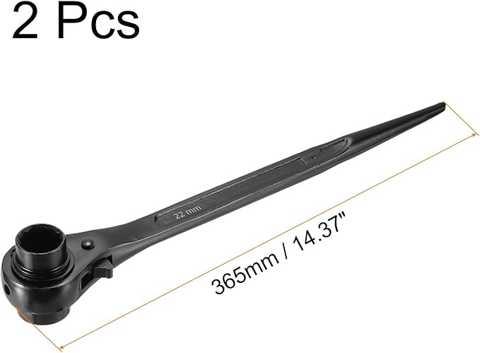 uxcell 22 x 24mm 12-Point Scaffold Podger Ratchet Spanner Ratcheting Socket Wrench Tool (Black) 2pcs