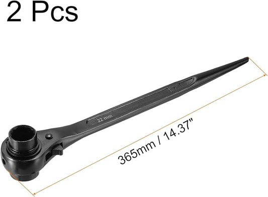 uxcell 22 x 24mm 12-Point Scaffold Podger Ratchet Spanner Ratcheting Socket Wrench Tool (Black) 2pcs