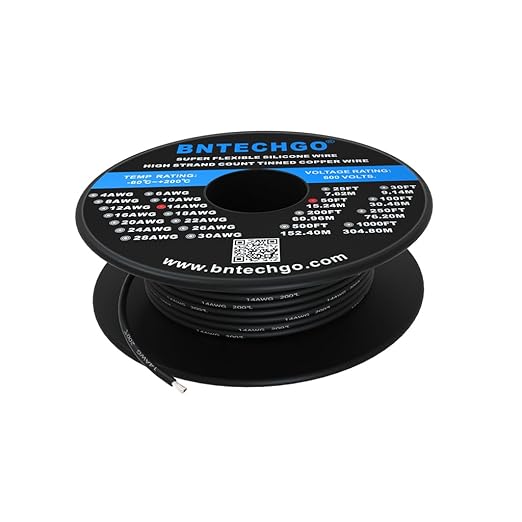 BNTECHGO 14 Gauge Silicone Wire Spool 50 ft Black Flexible 14 AWG Stranded Tinned Copper Wire