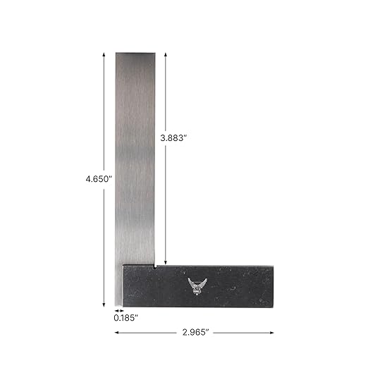 PEC Tools Machinist Square Precision Engineer Wide Seat Square 90 Right Angle Ground Hardened Steel Angle Ruler 4 x 3 Inch, Suitable for Woodworking and Precision Layout Work
