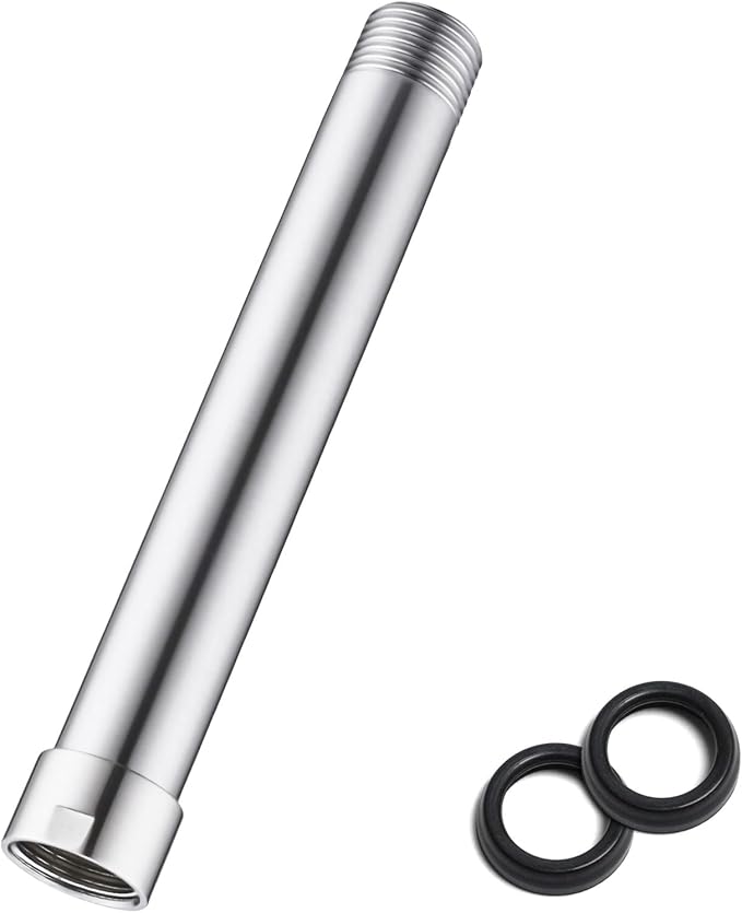 6 Inches Shower Head Extension Arm, Shower Arm Extender for Rain and Handheld Shower Head, Solid Stainless Steel Straight Bathroom Extension Arm,Female to Male NPT 1/2 Inch, (Polished Chrome)