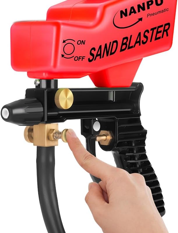 NANPU Light-Duty Air Sandblaster Gun Kit with Siphon & Gravity Feed, Ceramic Nozzle, Metal Body, for Small Project Surface Prep, Paint & Rust Removal, Metal/Wood/Glass Etching竊똓equires Air Compressor