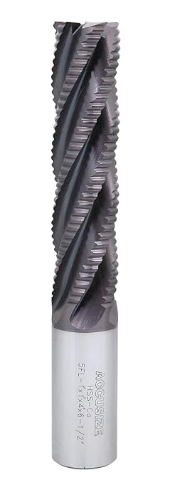 Accusize Industrial Tools Standard Tooth M42 8% Cobalt Tialn Roughing End Mill, 1'' by 1'' by 4'' Flt Length, 1102-0114