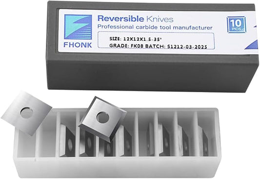 12mm Square Straight Carbide Cutters, for Woodturning Replacement Cutter Knives, Fits Spiral, Helical Planer Cutter, Wood Lathe Turning Tool, 10-Piece (12x12x1.5-35째)
